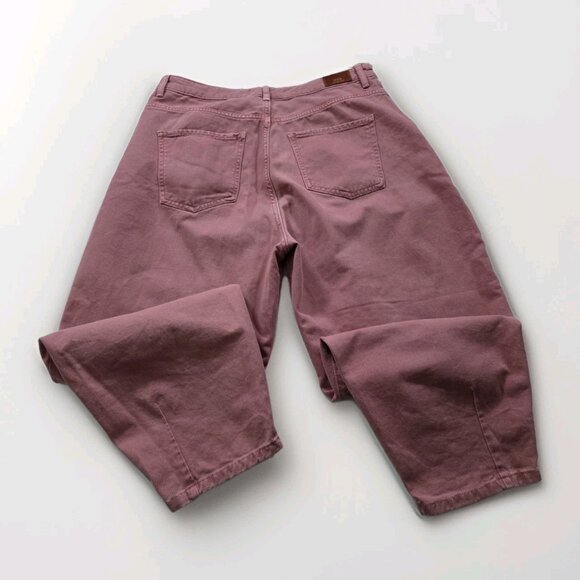 Zara Denim Pants Womens 10 Coral Barrel Leg Cotton Slouchy Marsala Boho Hippie - Picture 16 of 16